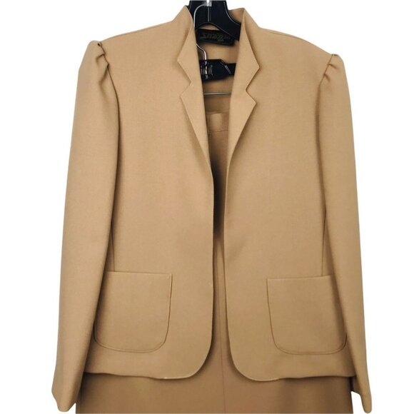 Znazzie Classic Open Front Tan Blazer and Matching Open Back Skirt  women Size M - Picture 5 of 16